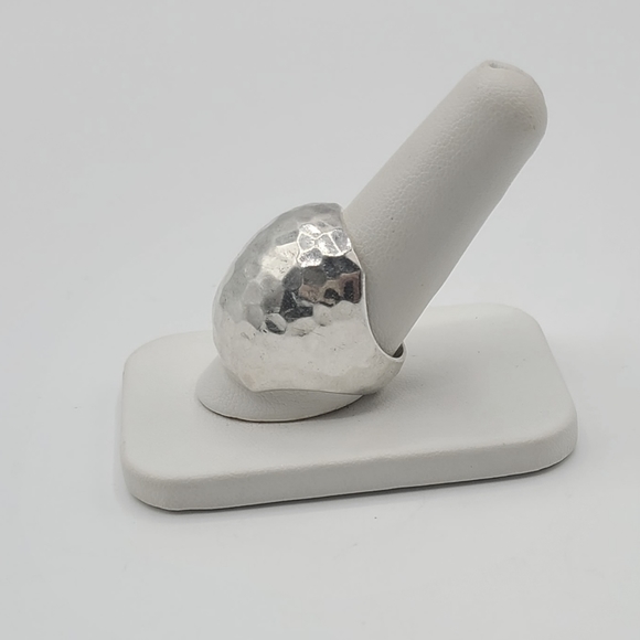 925 Large Hammered Knuckle Sterling Silver Ring, Size 9 - Picture 8 of 10